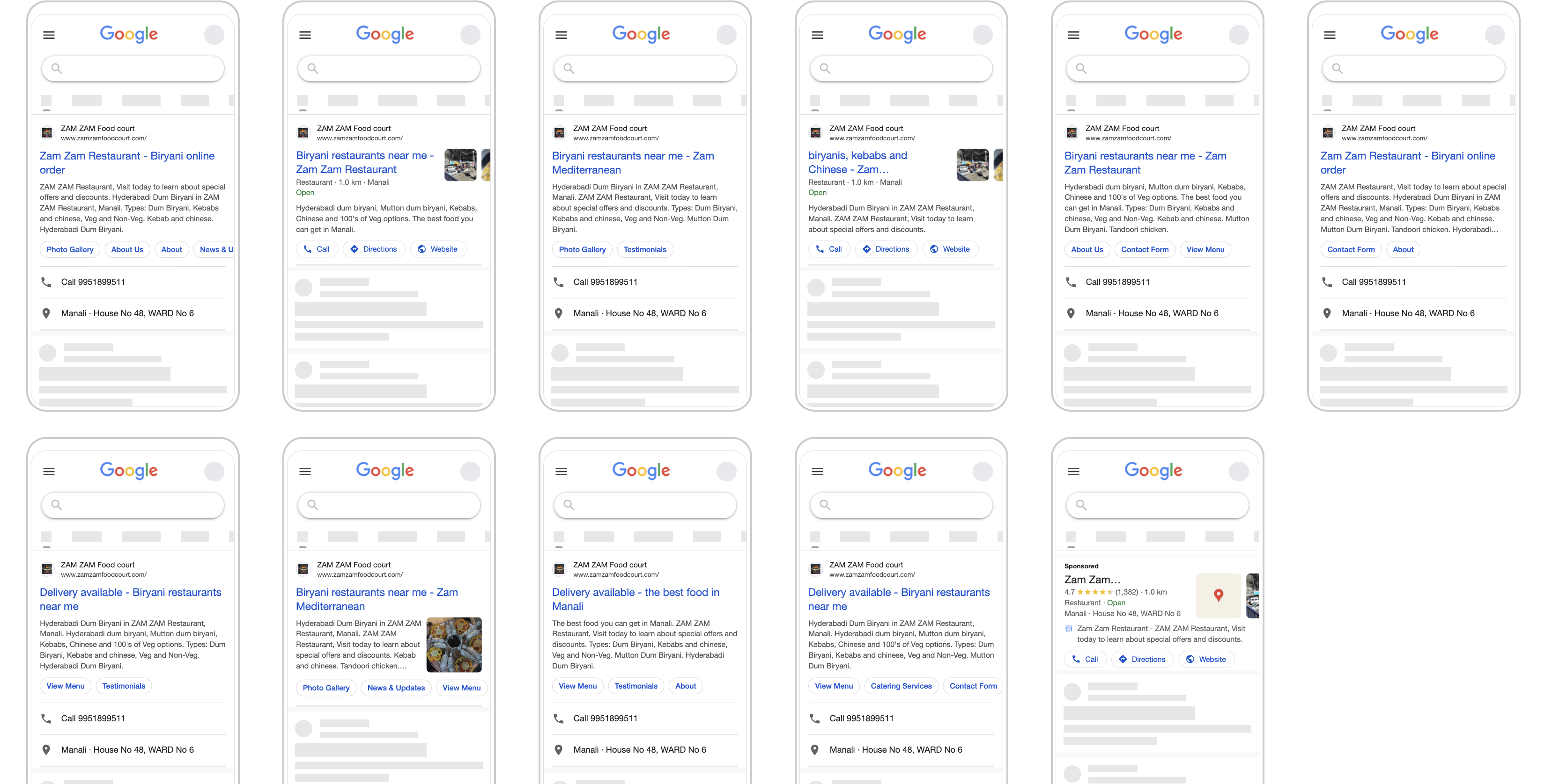 Zam Zam restaurant Google Ads preview